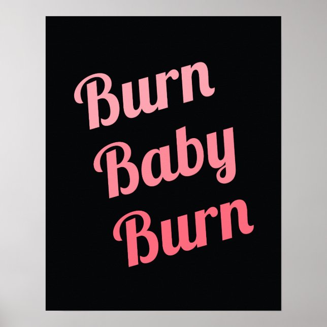 Poster Motivational Fitness Burn Baby Black Rose (Devant)