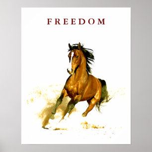 Poster Motivational Freedom Runse Horse