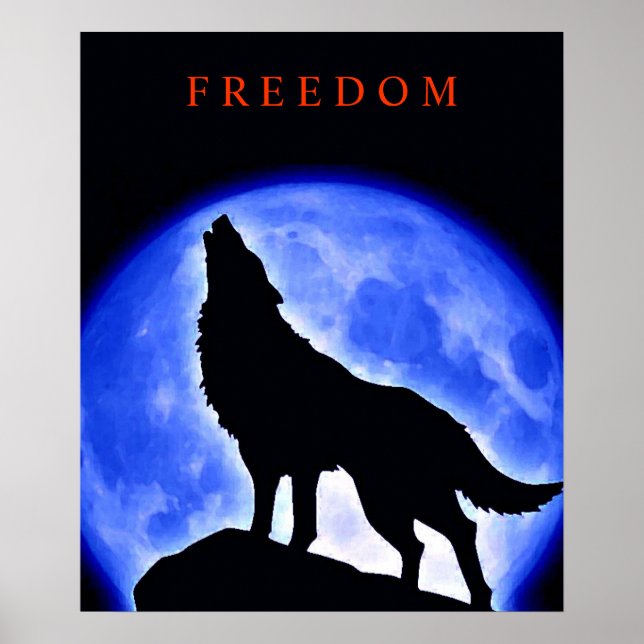 Poster Motivational Howling Wolf & Blue Moon (Devant)