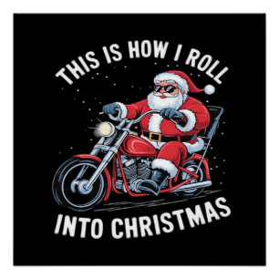 Poster Moto de Père Noël moto Noël Essenti