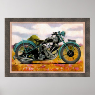 Poster Moto Vintage Aquarelle