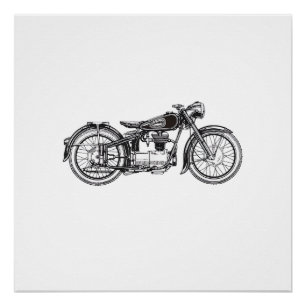 Poster Moto Vintage Rétro _ J'Aime Ma Moto