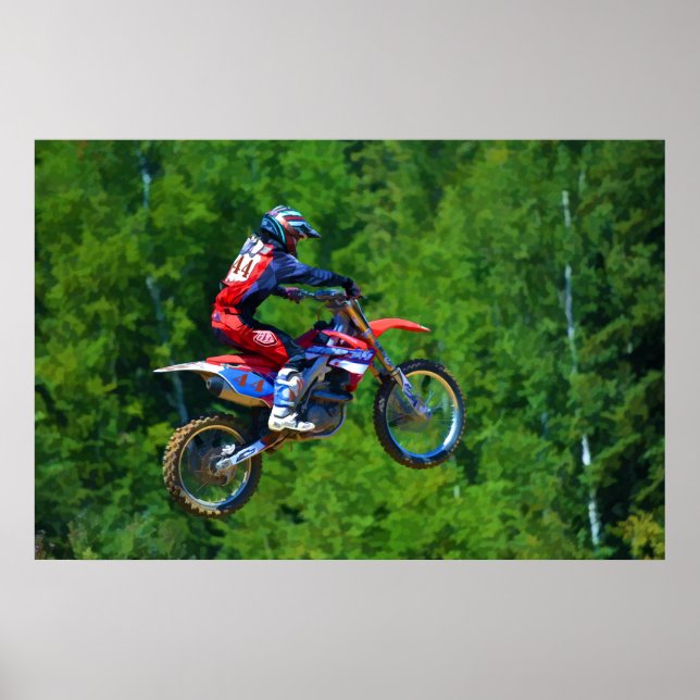 Poster Motocross Dirt-Bike Racer Obtenir de l'air (Devant)