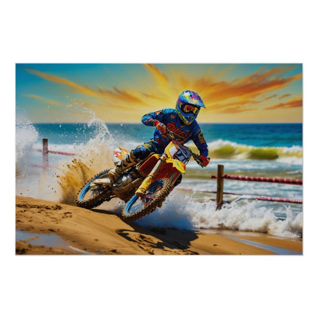 Poster Motocross Racer à Beach Race (Devant)