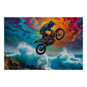 Poster Motocross Racer Coastal Event