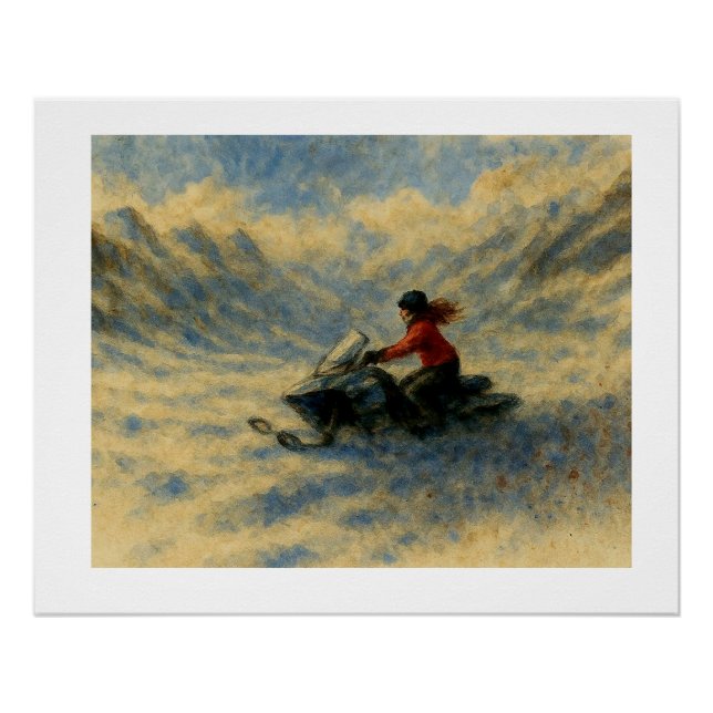 Poster Motoneige dans les montagnes,  (Devant)