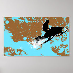 Poster motoneige. piste en poudre.