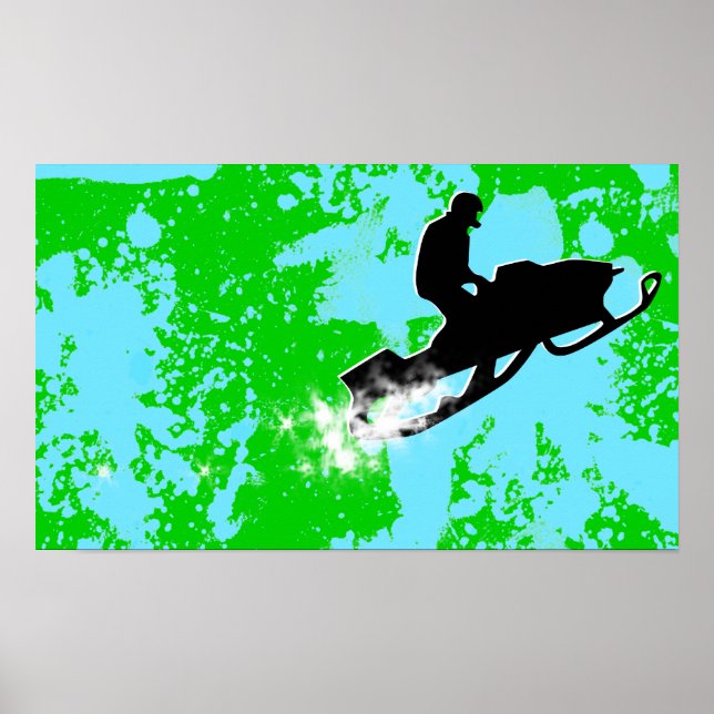 Poster motoneige. piste en poudre. (Devant)