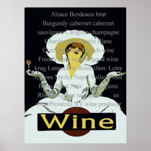 Poster Mots Vins, Dame De Style Vintage, Signe
