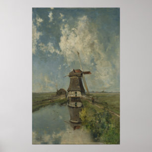 Poster Moulin hollandais à polders Paul Gabriël