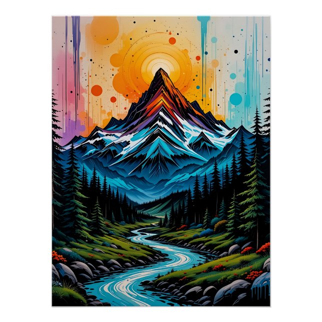 Poster Mountain Majesty: Nature-Inspired Graffit (Devant)