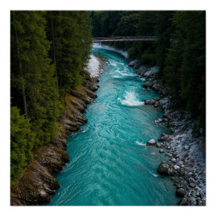 Poster Mountain River Landscape