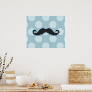 Poster Moustache Bleue, Moustache Curl, Stache, Pois
