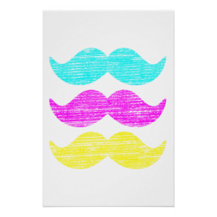 Poster Moustaches CMY (style typographie à la presse)