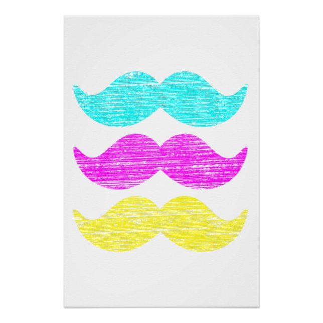 Poster Moustaches CMY (style typographie à la presse) (Devant)