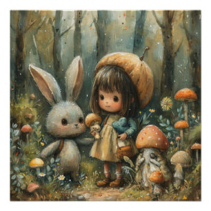 Poster Moustaches Enchantées : Un Lapin Plein de Fantaisi