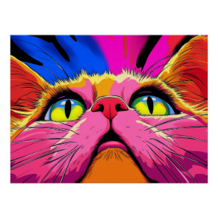 Poster Moustaches Néon : La Vision Vive d'un Chat