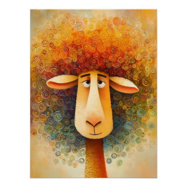 Poster Mouton coloré - Illustration fantaisiste (Devant)