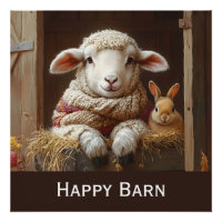 Moutons et lapin douillets en Grange avec Fleurs