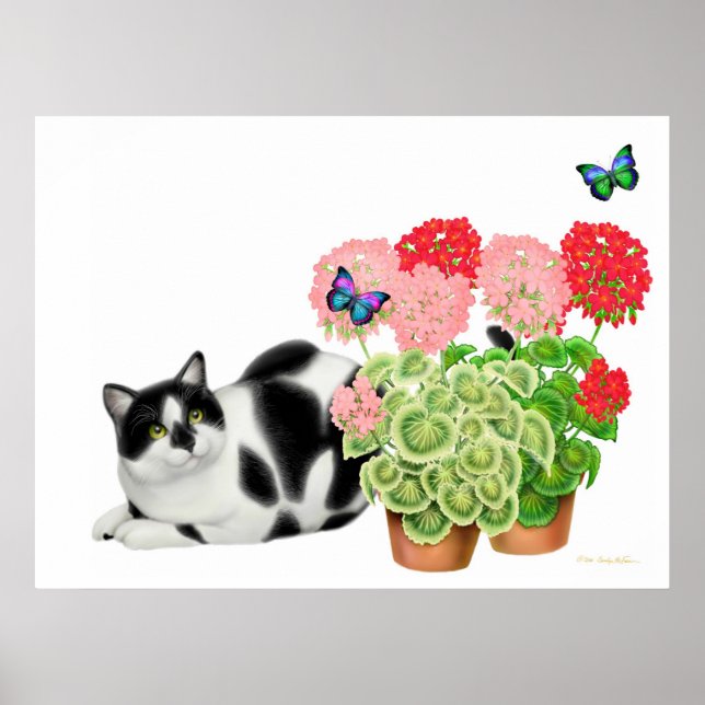 Poster Moxie Cat et Papillons Imprimer (Devant)