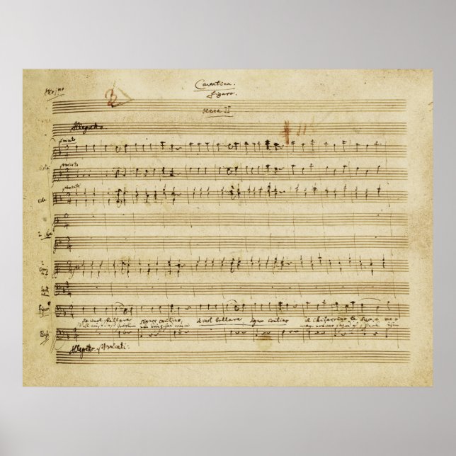 Poster Mozart Mariage de Figaro Manuscript Imprimer (Devant)