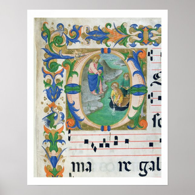 Poster Ms 515 f.1r Le projet Miraculeux de poissons, de (Devant)