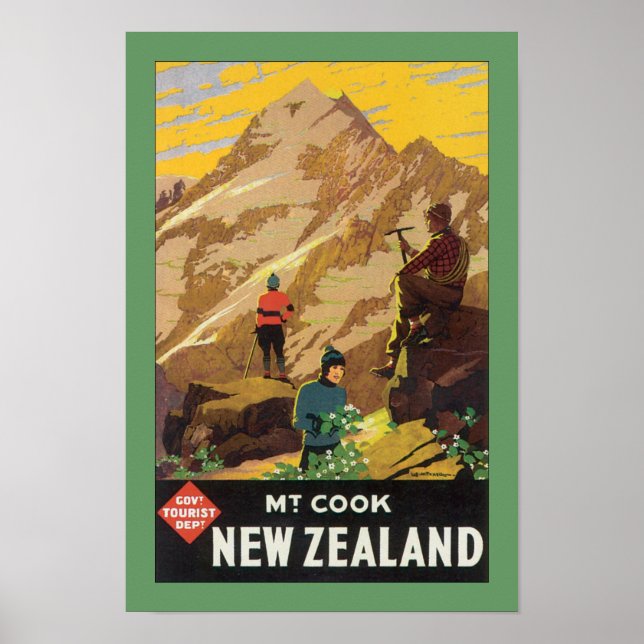 Poster Mt Cook Nouvelle-Zélande (frontière) (Devant)