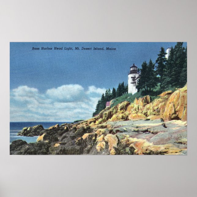 Poster Mt. Desert Island, phare de Bass Harbour Head (Devant)