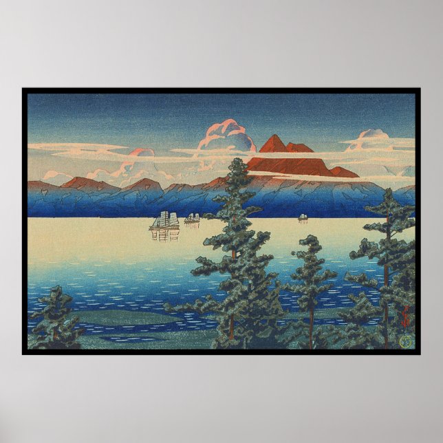 Poster Mt Unzen dans la province de Hizen, Hasui Kawase h (Devant)