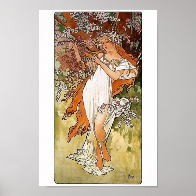 Poster Mucha Spring femme (Devant)