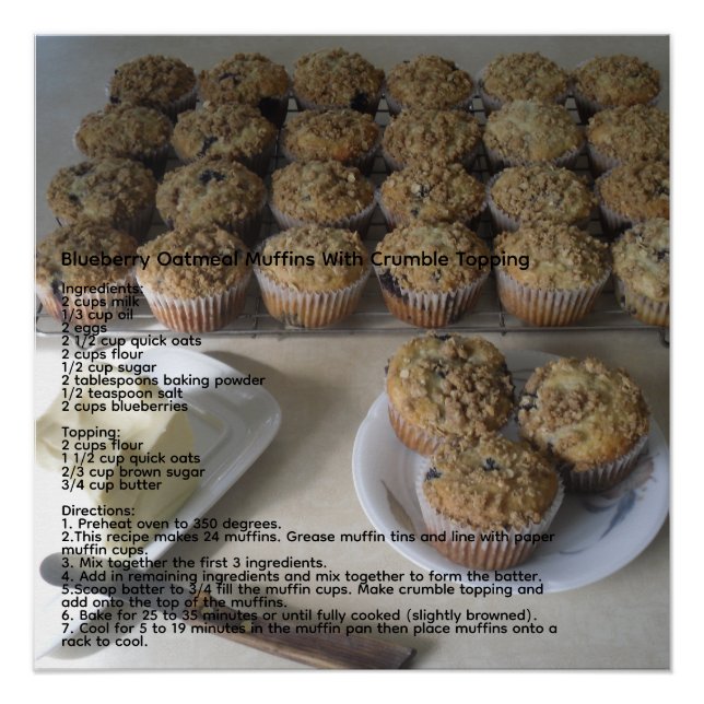 Poster Muffins d'avoine bleuté (Devant)