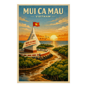 Poster Mui Ca Mau, Vietnam, dans un style rétro classique