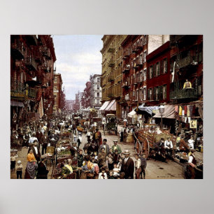 Poster Mulberry Street NYC vers 1900 toile Imprimer