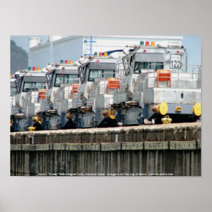 Poster "mules" électriques, Pedro Miguel Locks, Canal de