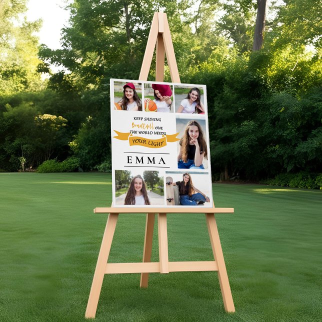 Poster Multiphoto Conserver brillant Citation Graduation  (Multi Photo Keep Shining Quote Graduation Photo Poster)