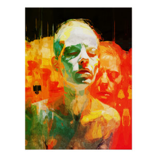 Poster Multiplicité du Portrait Émotionnel Abstrait de l'