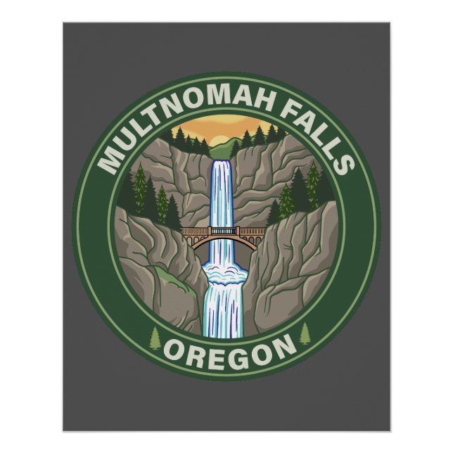 Poster Multnomah Falls Oregon (Devant)