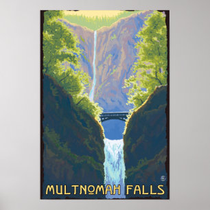 Poster Multnomah Falls, OregonMademoiselle des Chutes