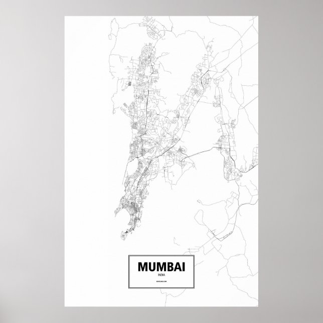 Poster Mumbai, Inde (noir sur blanc) (Devant)