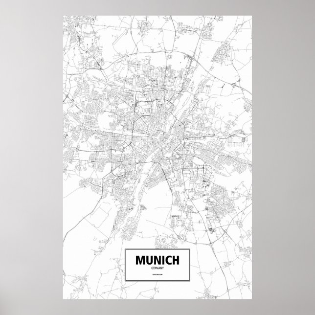 Poster Munich, Allemagne (noir sur blanc) (Devant)