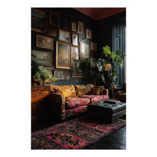 Poster Mur de galerie éclectique et lunatique dans le sal