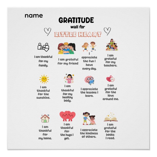 Poster Mur de gratitude pour petit cœur (Devant)