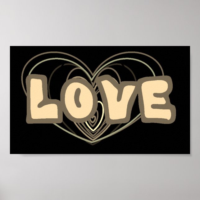 Poster mural avec Amour et images de coeur (Devant)