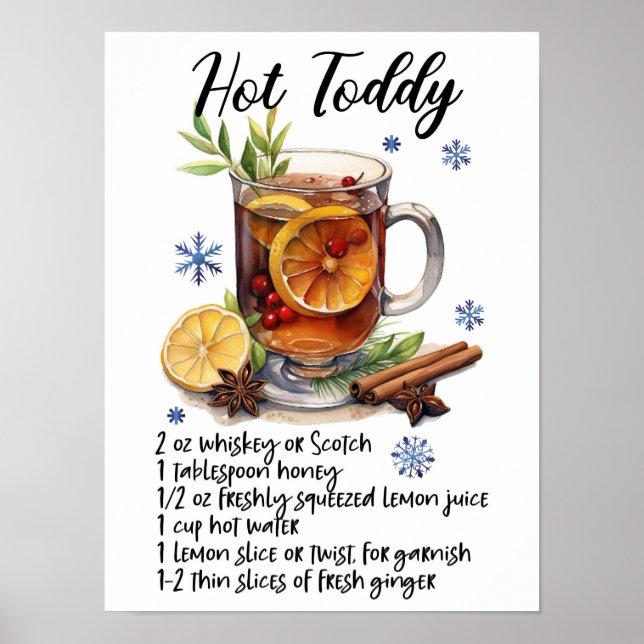 Poster mural Hot Toddy Recette (Devant)