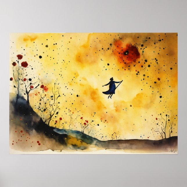 Poster murale couleur silhouette aquarelle (Devant)
