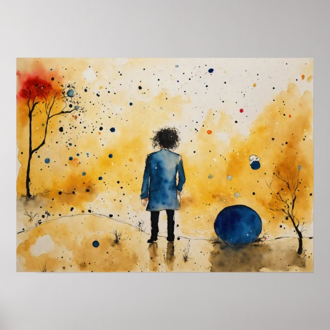 Poster murale couleur silhouette aquarelle (Devant)