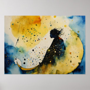 Poster murale couleur silhouette aquarelle