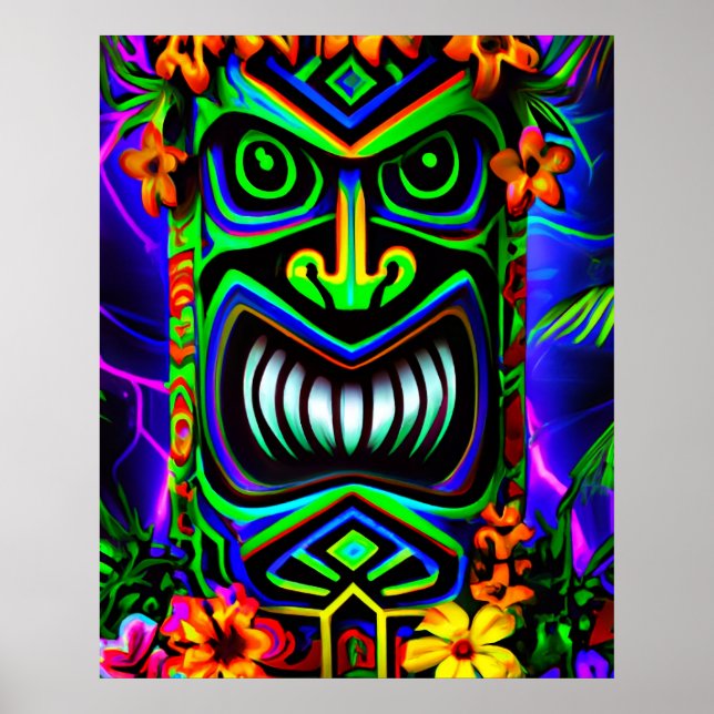 Poster murale de totem Tiki couleur vive Imprimer (Devant)