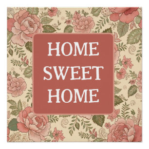 Poster Muse Florale Poussiéreuse - Style Batik Rose Pouss