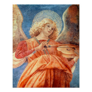 Poster Musical angel playing the violin fresco